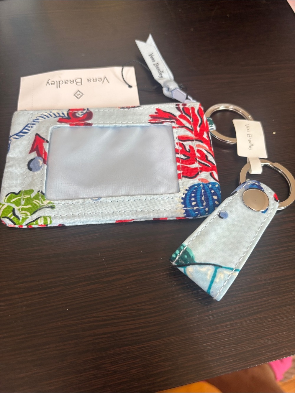 Vera Bradley Keychain and ID Holder Set Light Blue Floral